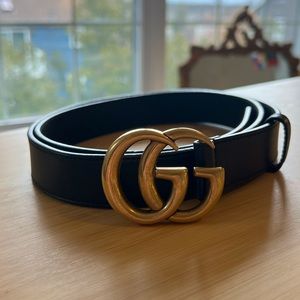 Gucci Leather belt with Double G buckle in size 100 / 40 inches